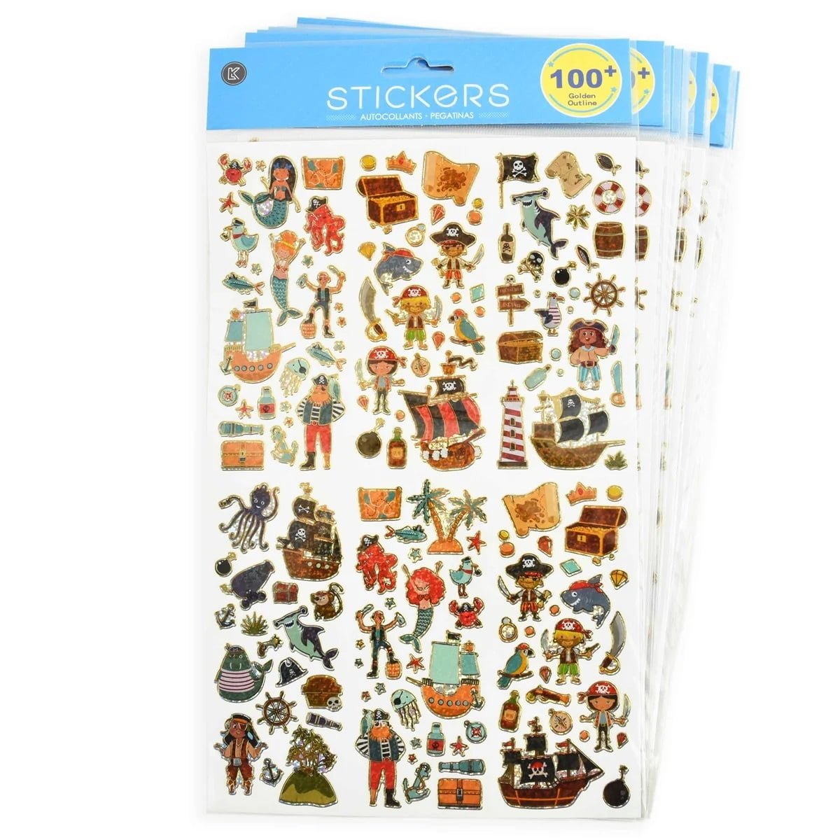 Klistermærker Pirater 100 Stickers - 1 Ark