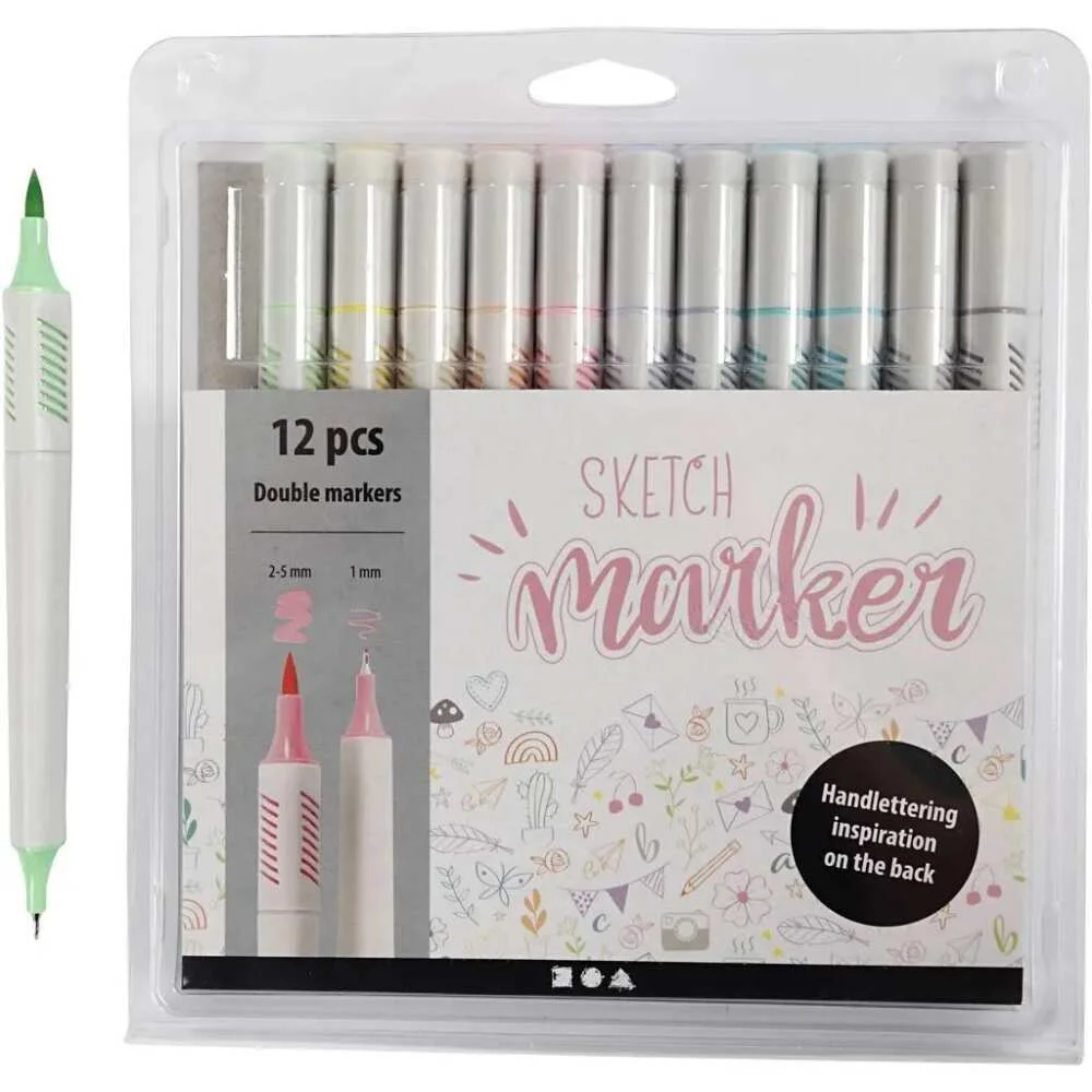 Sketch Marker Tusser Pastelfarver 12 Pak