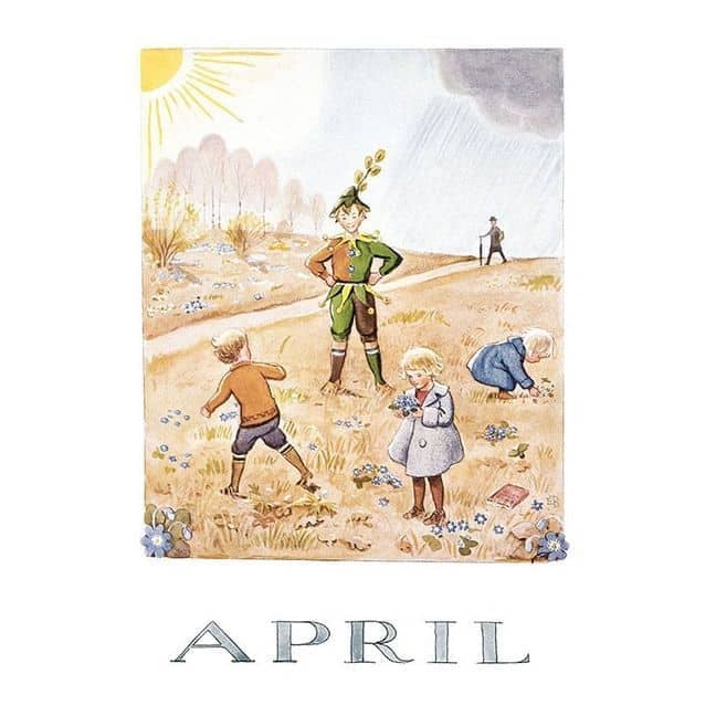 Elsa Beskow Billede April A4
