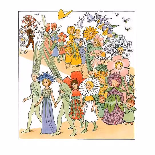 Elsa Beskow Postkort Blomsterfesten
