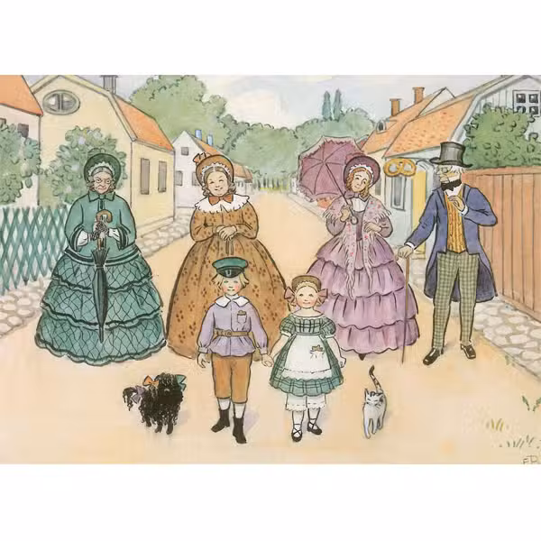 Elsa Beskow Postkort På Spadseretur