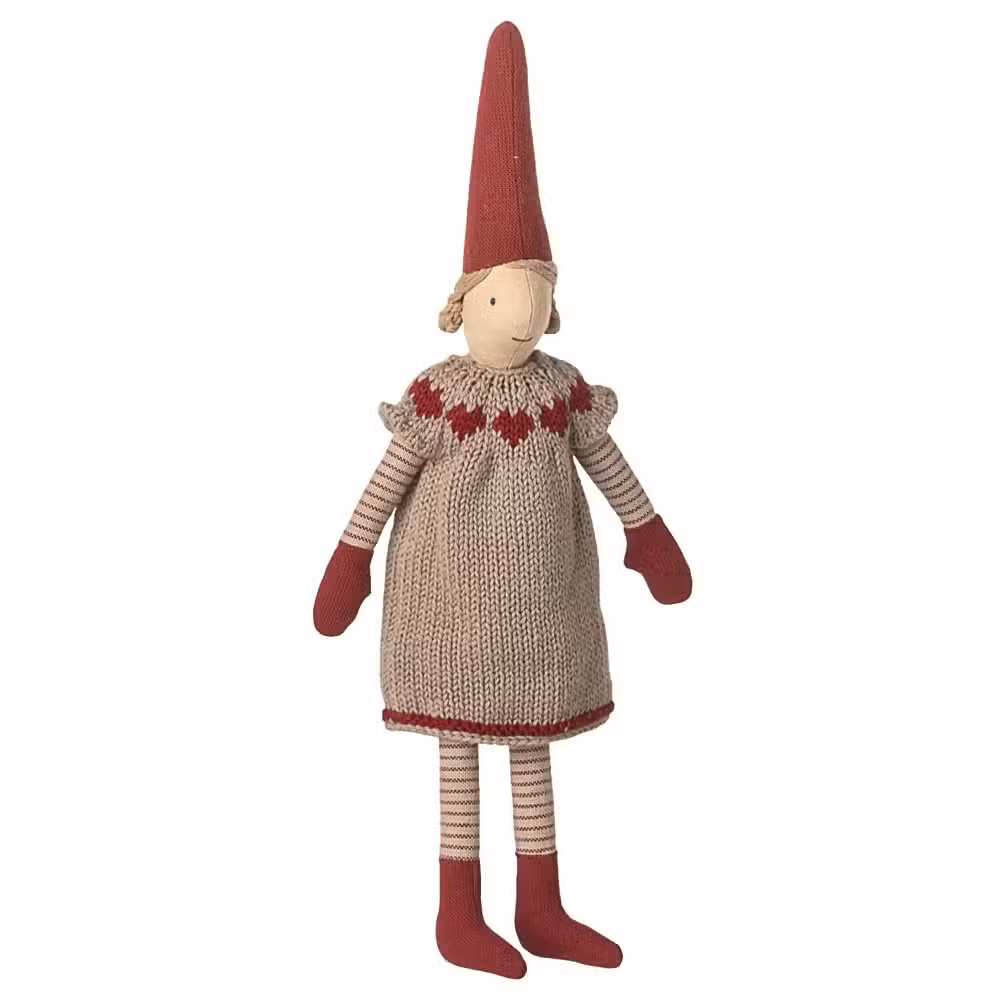 Maileg Nisse Pixy Pige Strikket Kjole