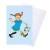 Pippi Langstrømpe Fødselsdagskort Lyseblå