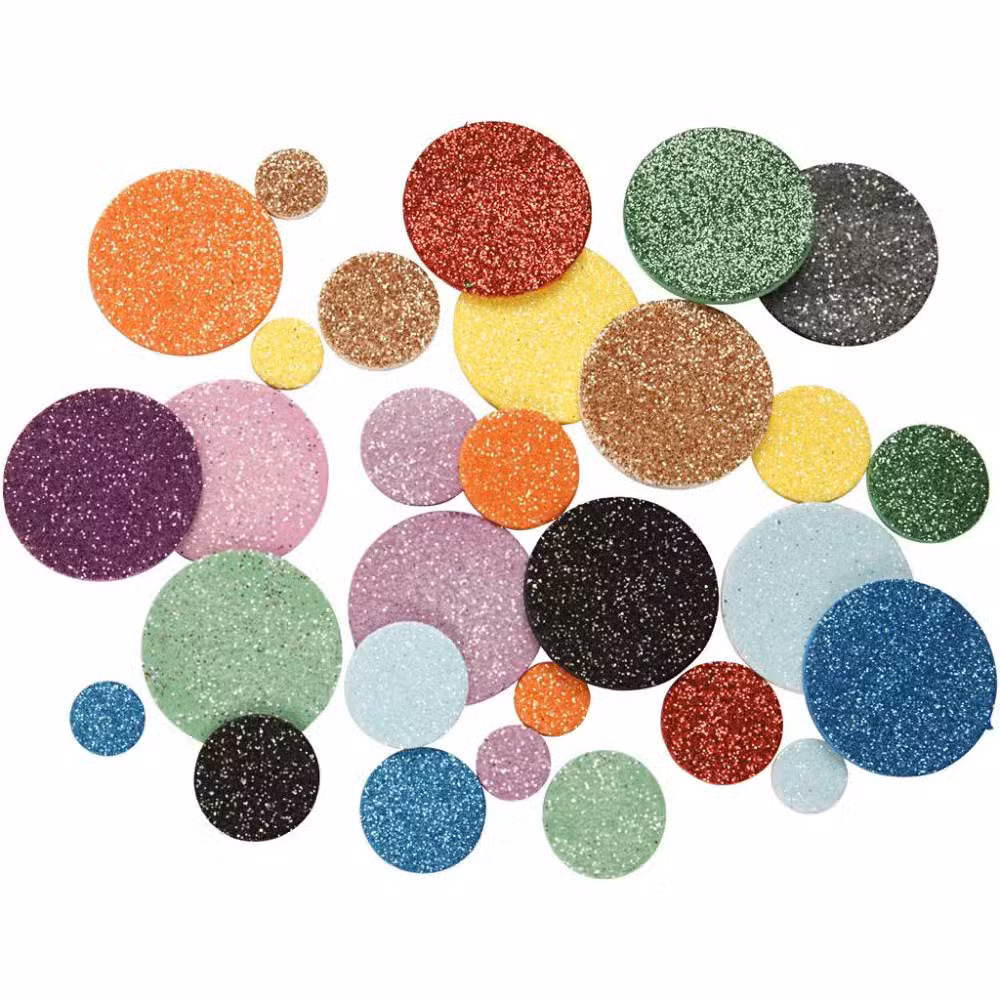 Klistermærker Mosgummi Rund Glimmer - 1000 Stk