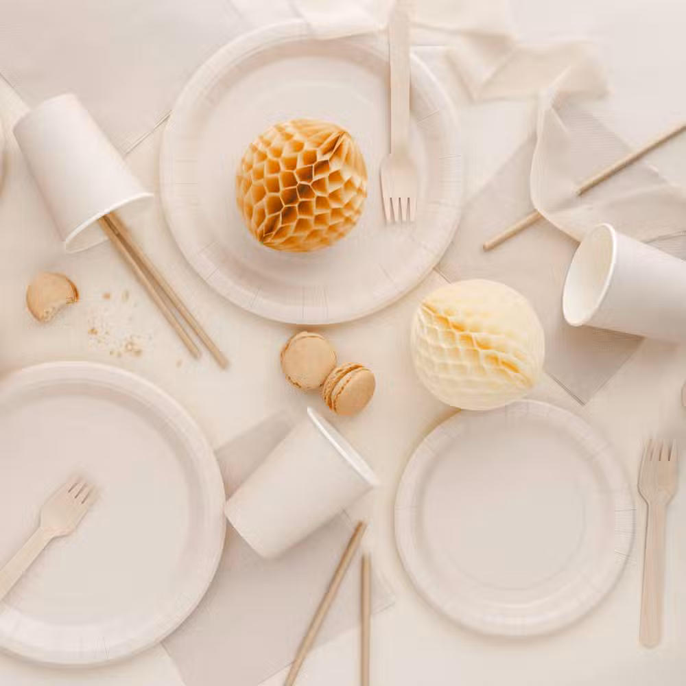 PartyDeco Tallerkener Beige 6 Pak