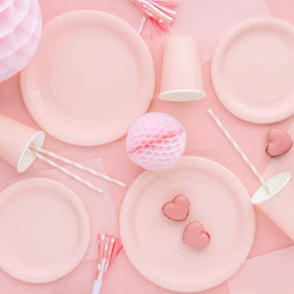 PartyDeco Tallerkener Lyserød 6 Pak