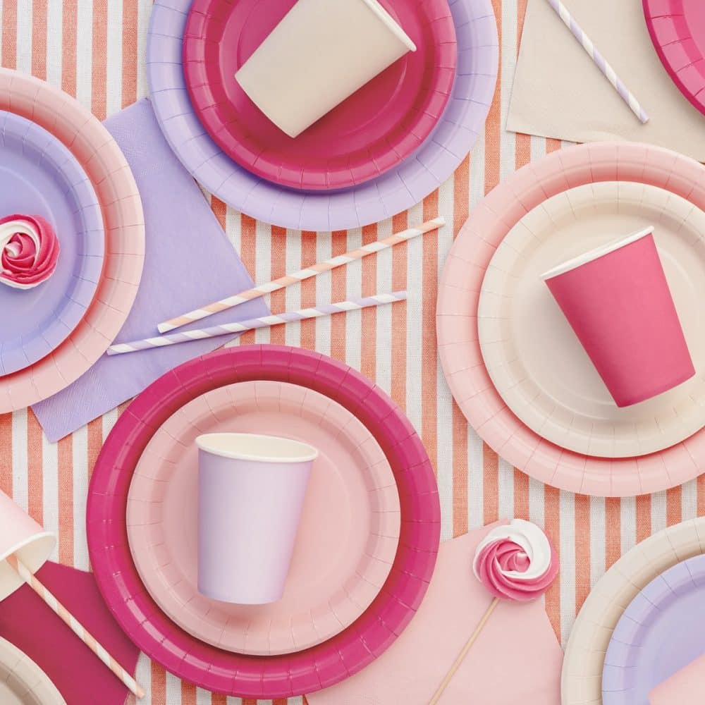 PartyDeco Tallerkener Lyserød 6 Pak