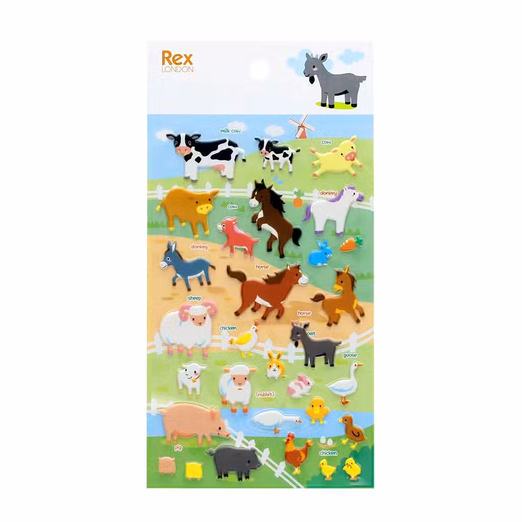 Rex London Klistermærker Bondegårdsdyr Puffy