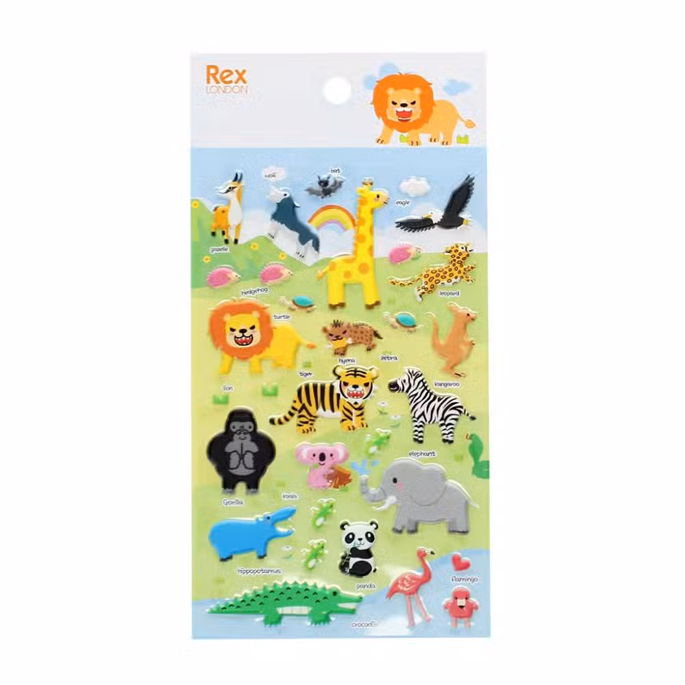 Rex London Klistermærker Vilde Dyr Puffy