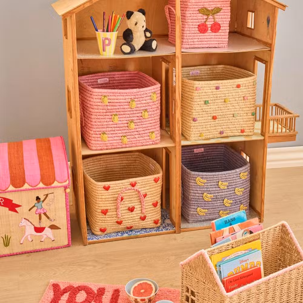 Rice Raffia Kurv Med Prikker