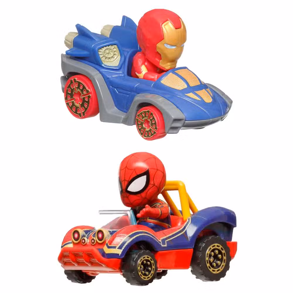 Hot Wheels Biler Iron man Og Spiderman 2 Pak